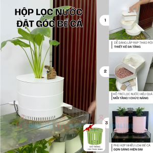 Bộ hộp lọc nước đặt góc bể cá nhiều tầng lắp ráp xếp chồng dễ vệ sinh