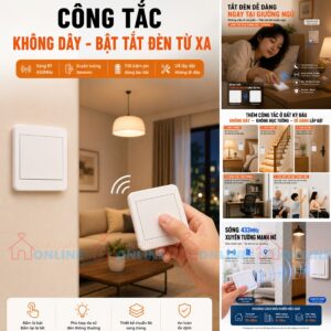 Bộ công tắc cơ không dây bật tắt đèn 220V từ xa cho phòng ngủ