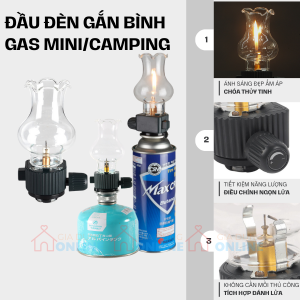 Đầu đèn gắn bình gas mini tích hợp đánh lửa dùng thắp sáng, camping cắm trại dã ngoại...