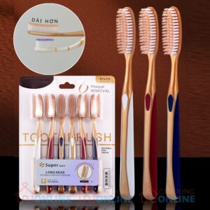Bộ 6 bàn chải đánh răng đầu dài sợi lông mềm không gây đau
