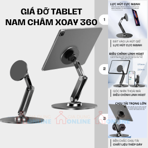 Giá đỡ tablet máy tính bảng đầu hút nam châm xoay 360 bằng kim loại P74