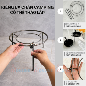 Kiềng sắt 3 chân tháo lắp cho nấu nướng cắm trại, camping dã ngoại...