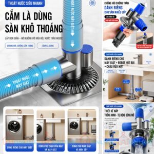 Nắp xả nước 3 nhánh trong 1 chống tràn ngược, chống mùi hôi, ngăn côn trùng.... cho lỗ thoát sàn, đường ống