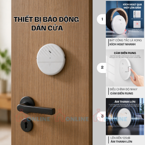 Thiết bị báo động âm thanh khi có rung động dán cửa phòng, cửa tủ, hộc bàn, két sắt...