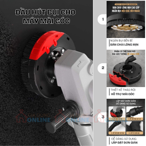 Đầu chụp thu gom bụi cát khi chà mài nhám gắn máy mài góc