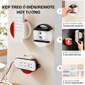 Kẹp treo ổ điện/remote điều khiển hút tường gọn gàng không khoan vít