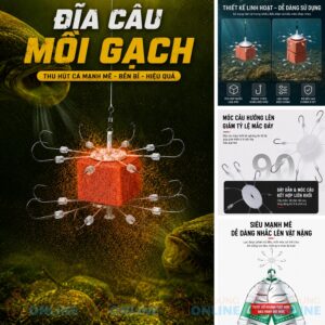 Đĩa câu cá mồi gạch xỏ lỗ 2 tầng 16 lưỡi độ bén nhạy cao