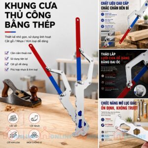Khung cưa thép 3 lớp kiêm cờ lê tháo mở ốc bulông 8-14mm kèm lưỡi cưa cắt gỗ nhựa kim loại đa năng