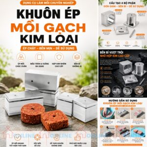 Khuôn ép mồi câu cá nén viên gạch tròn/vuông bằng kim loại CNC siêu bền